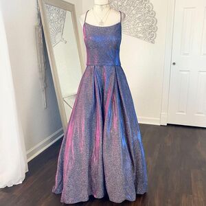 Betsy & Adam Early 2000's Fairy Shimmery Purple SilverPrincess Prom Formal Dress